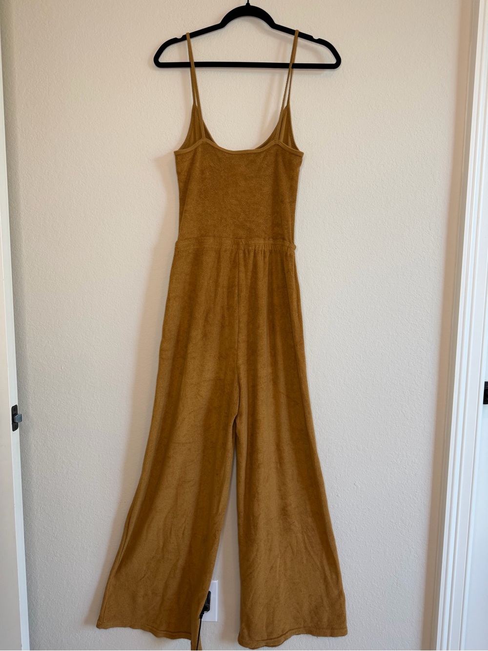 Offline by Aerie Wide-Leg Spaghetti-Strap Terry Jumpsuit in Golden Yellow Brown - Picture 4 of 9